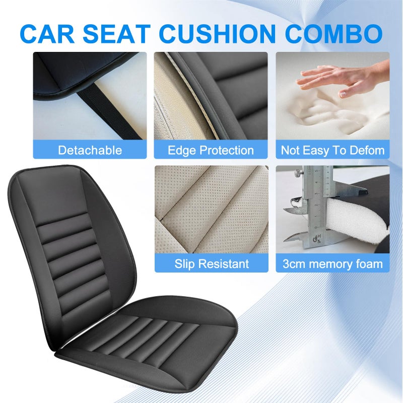 Sanwom Car Seat Cushion with Back Support Pillow  1.2'' Thick Enhanced Comfort Memory Foam Design for Pain Relief  Ideal for Drivers and Office Use - Ergonomic Lumbar Comfort for Long Sitting - Image 3